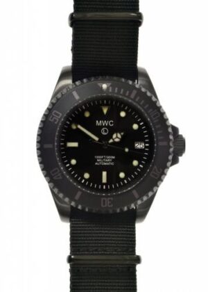 MWC 24 Jewel 300m Auto Submariner in Black PVD Steel Watch