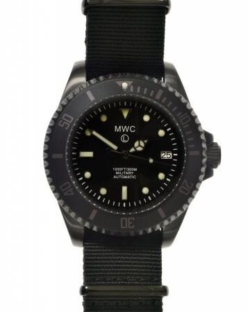 MWC 24 Jewel 300m Auto Submariner in Black PVD Steel Watch