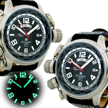 Aeromatic A1298 XXL-Pilot DEFENDER "World-Tour" GMT Watch