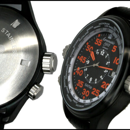 Aeromatic A1323 XXL-Pilot "World-Tour" Observer IP (black) Watch