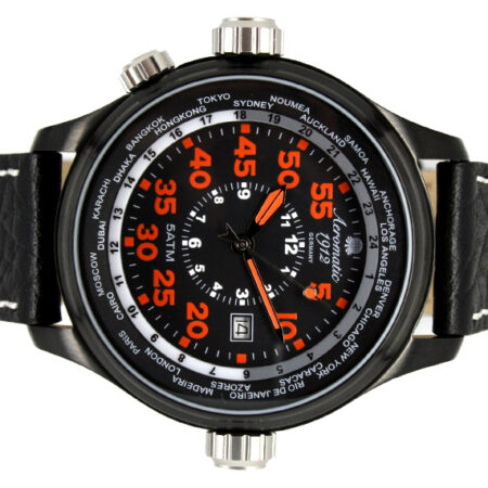 Aeromatic A1323 XXL-Pilot "World-Tour" Observer IP (black) Watch