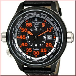 Aeromatic A1323 XXL-Pilot "World-Tour" Observer IP (black) Watch