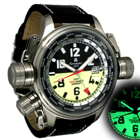 Aeromatic A1338 XXL-Pilot Defender "World-Tour" GMT (black) Watch