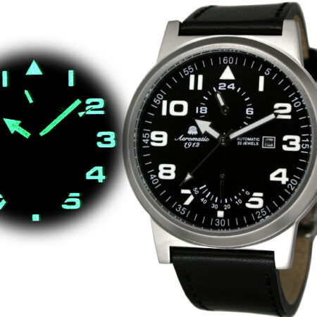 Aeromatic A1348 XL Retro-Design Pilot 24H + Powerreserve Indicator Watch