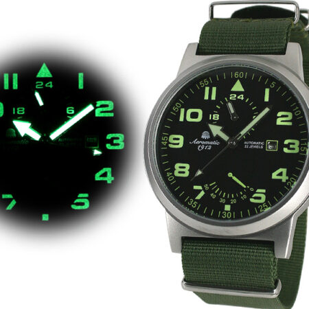 Aeromatic A1351 XL Retro-Design Pilot 24H + Powerreserve Indicator Watch