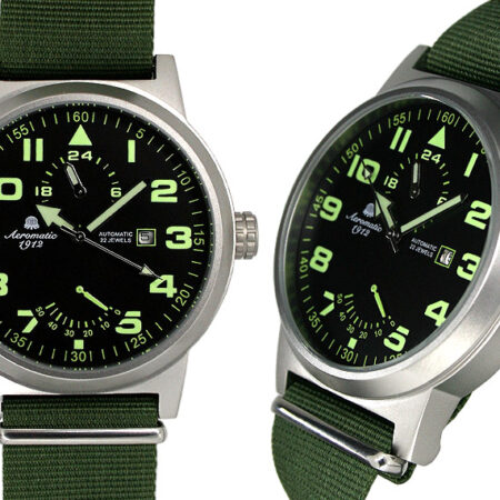 Aeromatic A1351 XL Retro-Design Pilot 24H + Powerreserve Indicator Watch