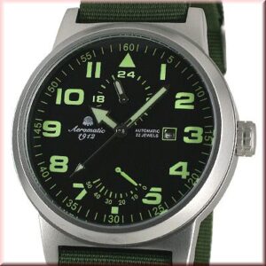 Aeromatic A1351 XL Retro-Design Pilot 24H + Powerreserve Indicator Watch