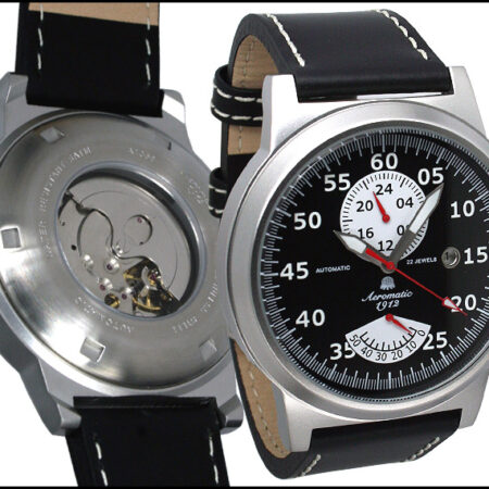 Aeromatic A1358 XL Retro-Design Pilot 24H + Powerreserve Indicator Watch