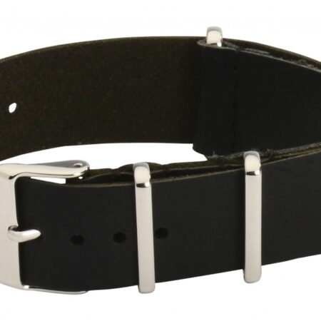 18mm Black Leather NATO Strap