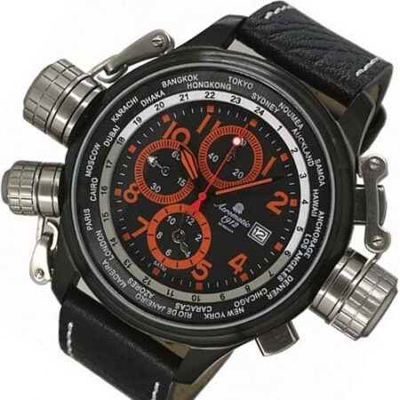 Aeromatic 1912 A1349 47mm Pilot Alarm Chronograph and World City Scale