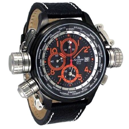 Aeromatic 1912 A1349 47mm Pilot Alarm Chronograph and World City Scale