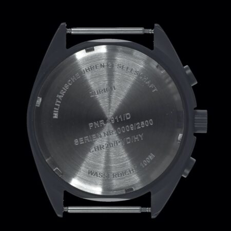 MWC Mechanical/Quartz Hybrid NATO Pattern Military Pilots Chronograph in Non Reflective Black PVD Finish