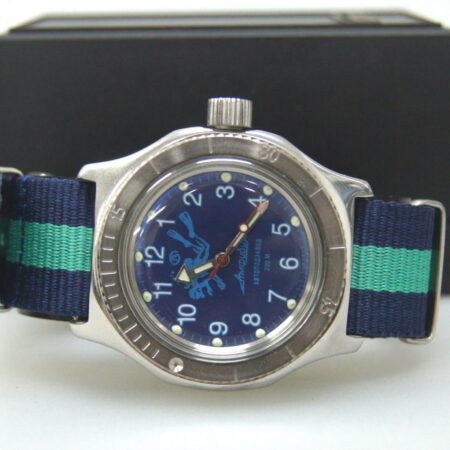 Vostok Amphibia Mod Watch (Mod 34 - blue scuba dude)