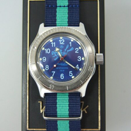 Vostok Amphibia Mod Watch (Mod 34 - blue scuba dude)